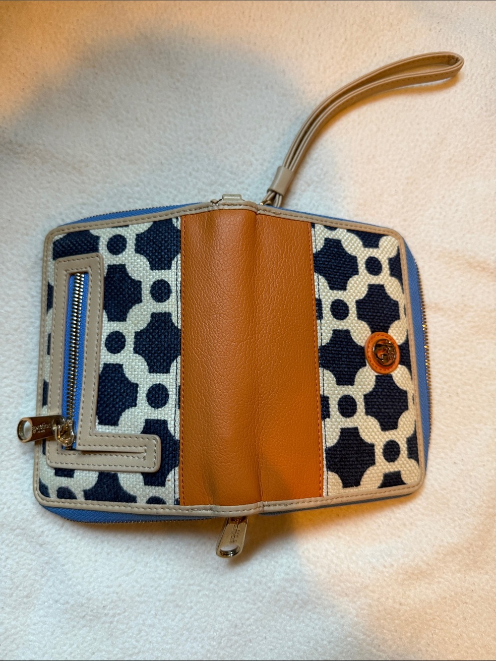Spartina 449 Navy, Cream & Tan Wristlet Clutch - Picture 5 of 6